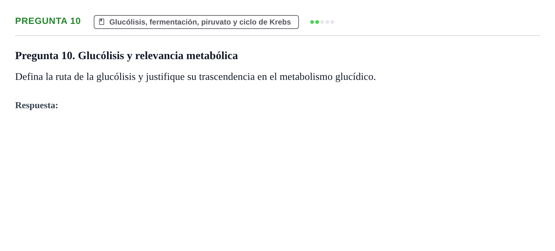 Enunciado: Pregunta 10 · Bioquímica UB Examen de repaso: Biomoléculas