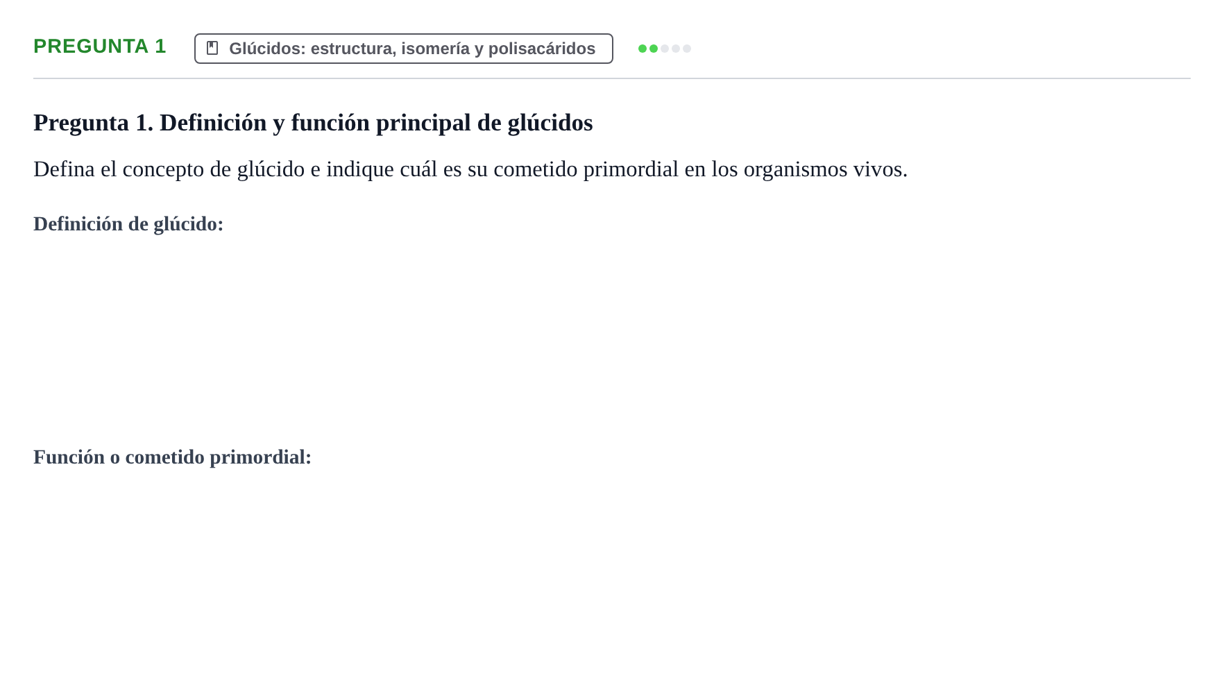 Enunciado: Pregunta 1 · Bioquímica UB Examen de repaso: Biomoléculas