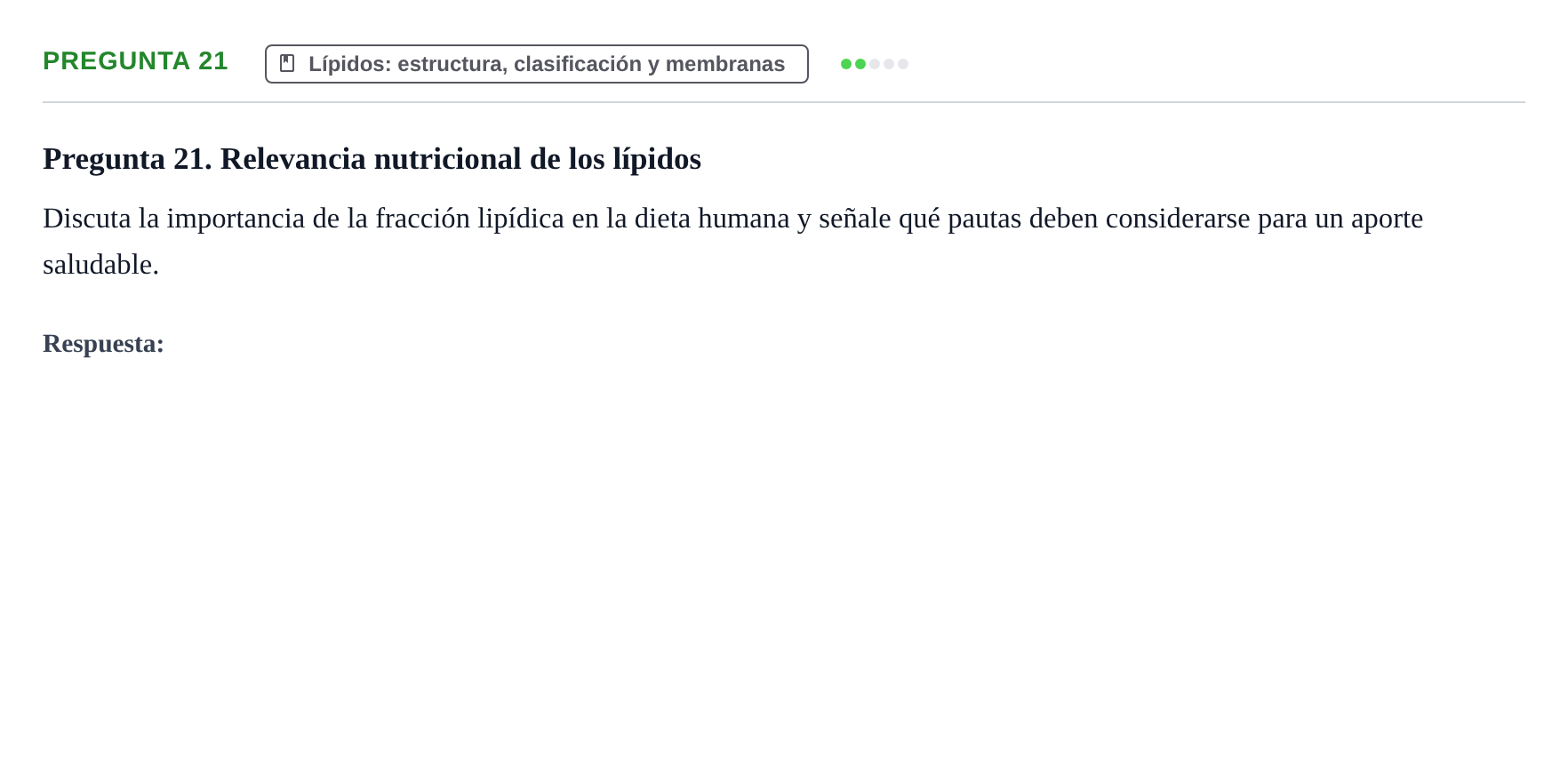 Enunciado: Pregunta 21 · Bioquímica UB Examen de repaso: Biomoléculas