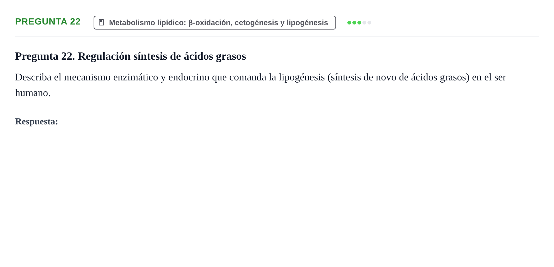 Enunciado: Pregunta 22 · Bioquímica UB Examen de repaso: Biomoléculas