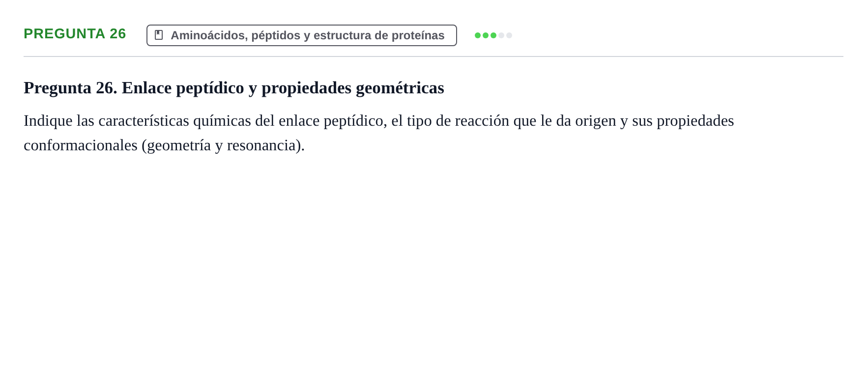 Enunciado: Pregunta 26 · Bioquímica UB Examen de repaso: Biomoléculas