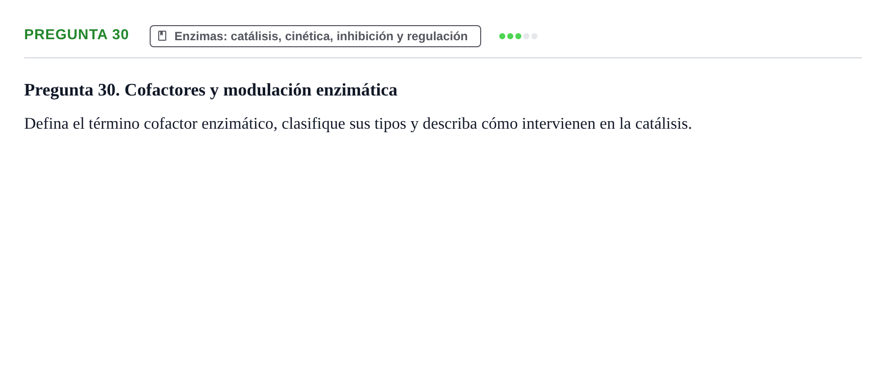Enunciado: Pregunta 30 · Bioquímica UB Examen de repaso: Biomoléculas