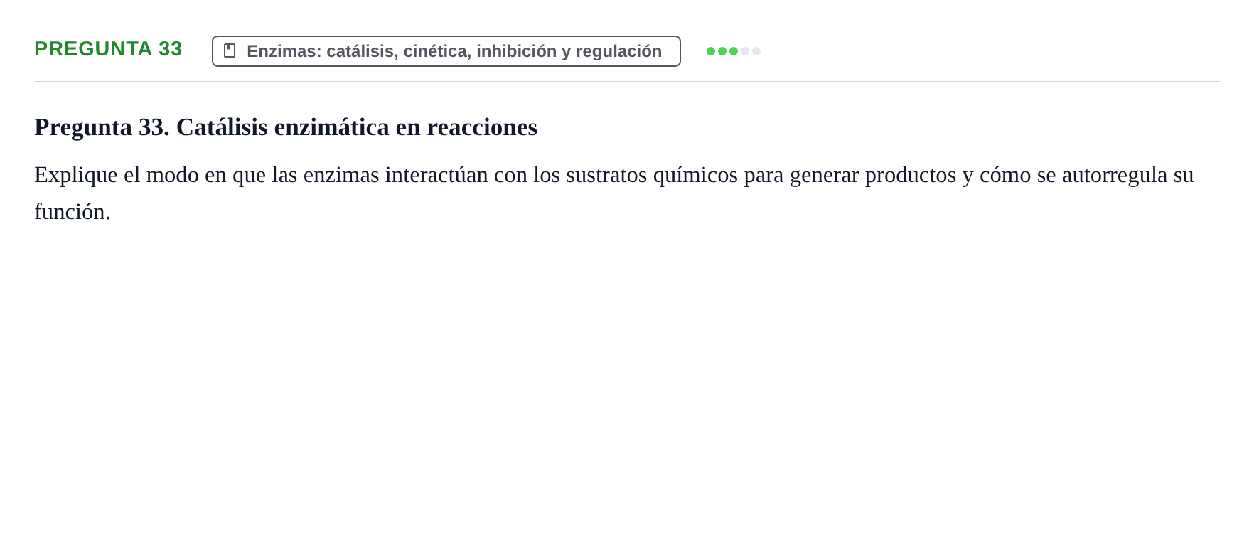 Enunciado: Pregunta 33 · Bioquímica UB Examen de repaso: Biomoléculas