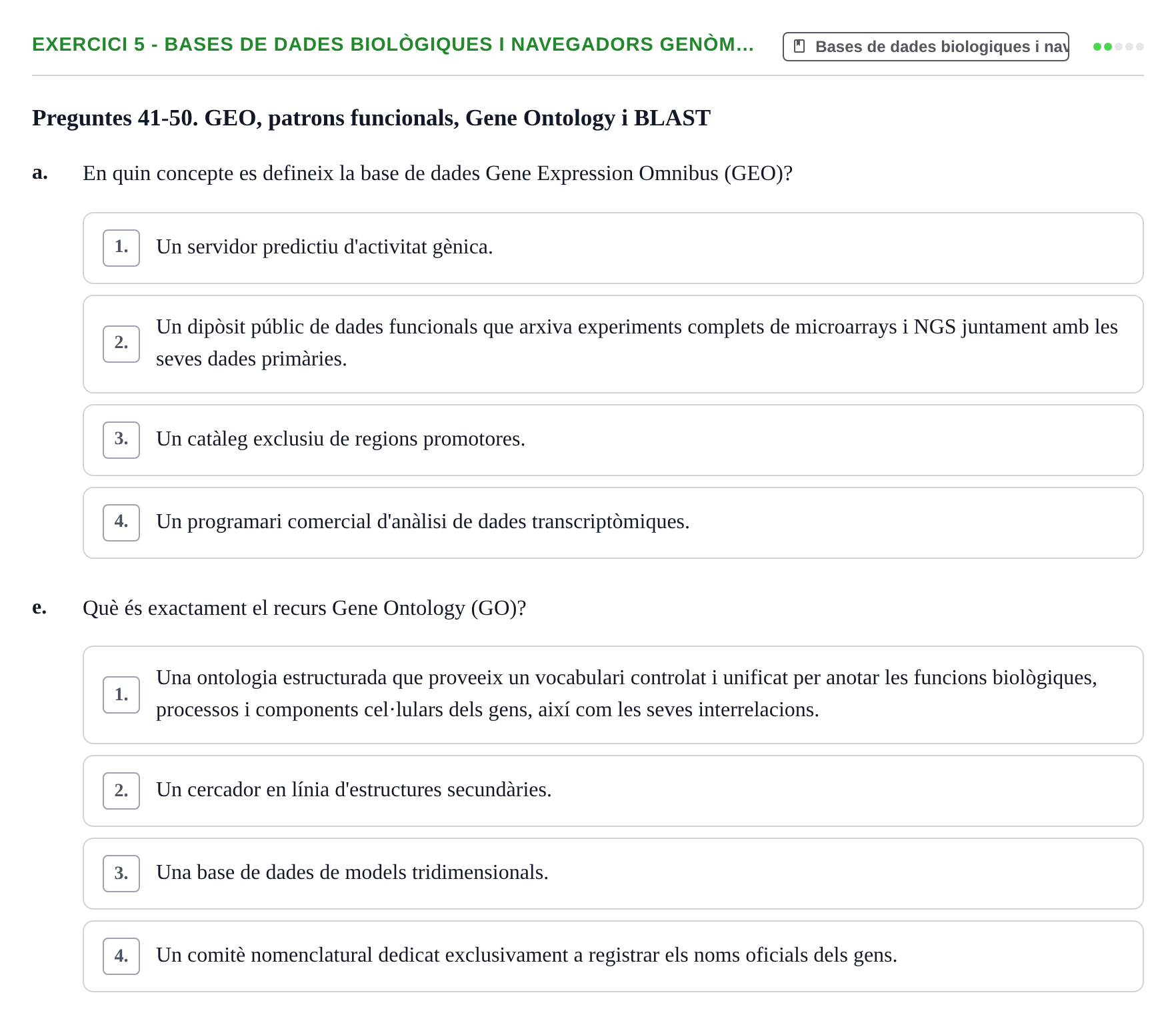 Enunciado: Ejercicio 5 - Bases de dades biològiques i navegadors genòm… · Biología II UB Examen de Bioinformàtica