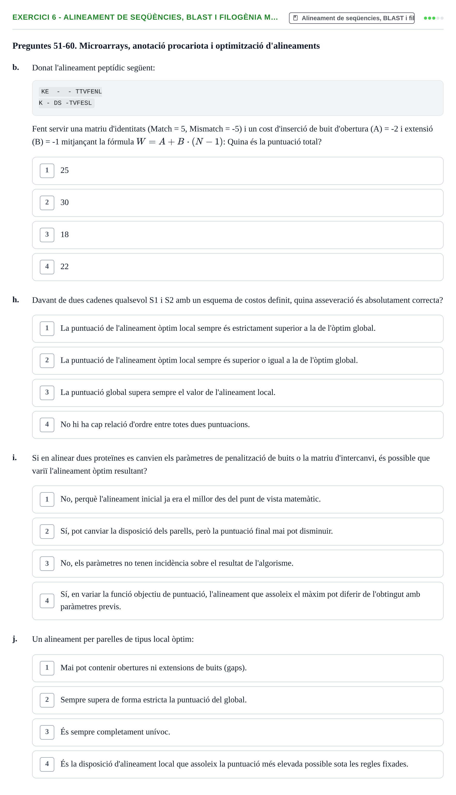 Enunciado: Ejercicio 6 - Alineament de seqüències, BLAST i filogènia m… · Biología II UB Examen de Bioinformàtica