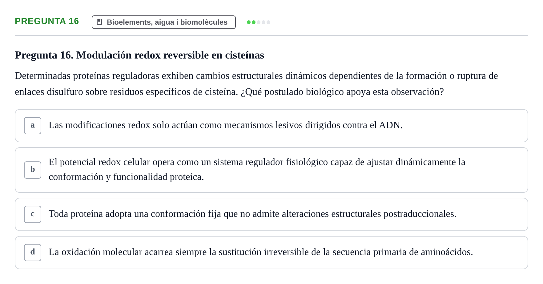 Enunciado: Pregunta 16