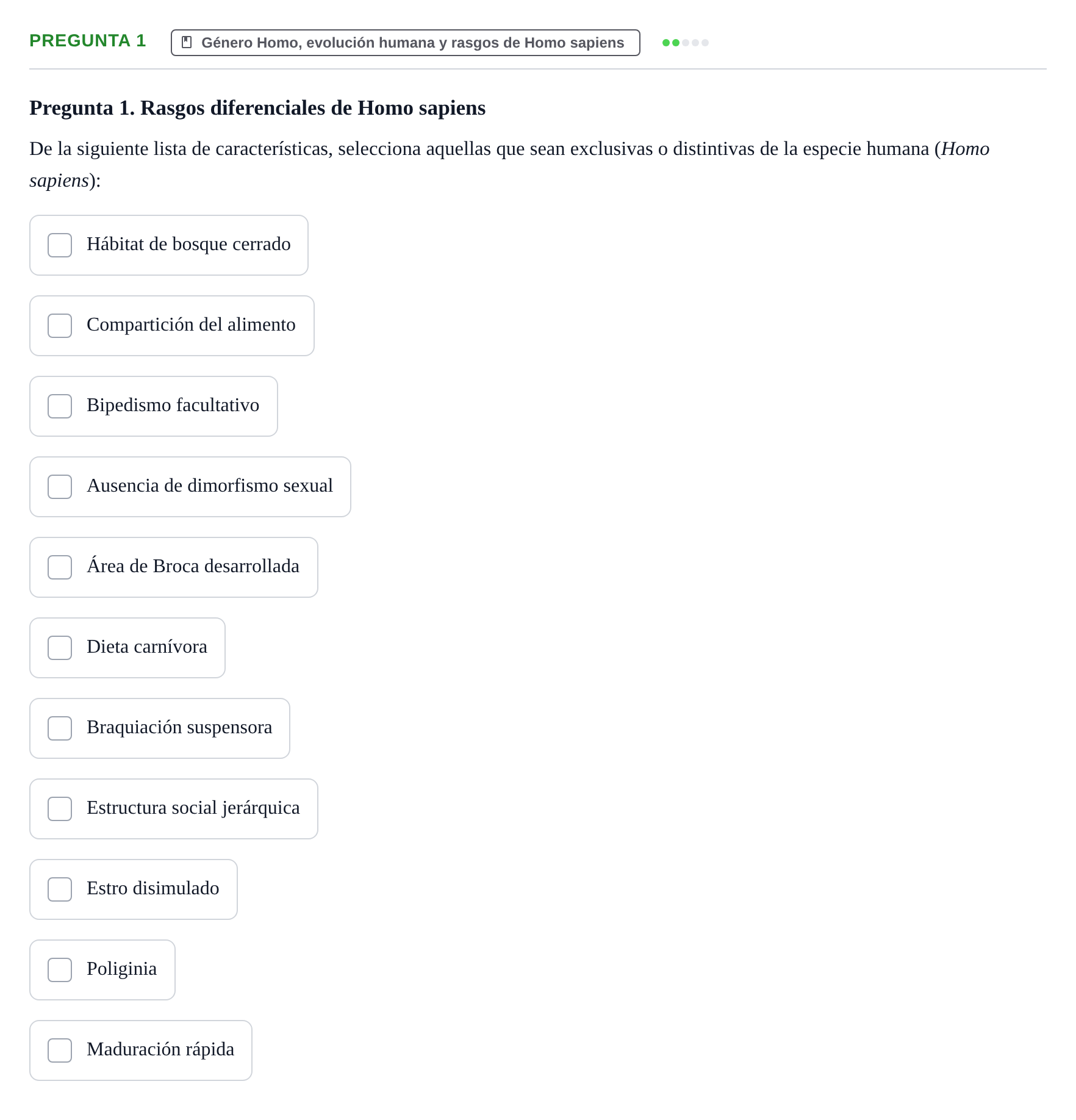 Enunciado: Pregunta 1 · Antropología Biológica UB 2015