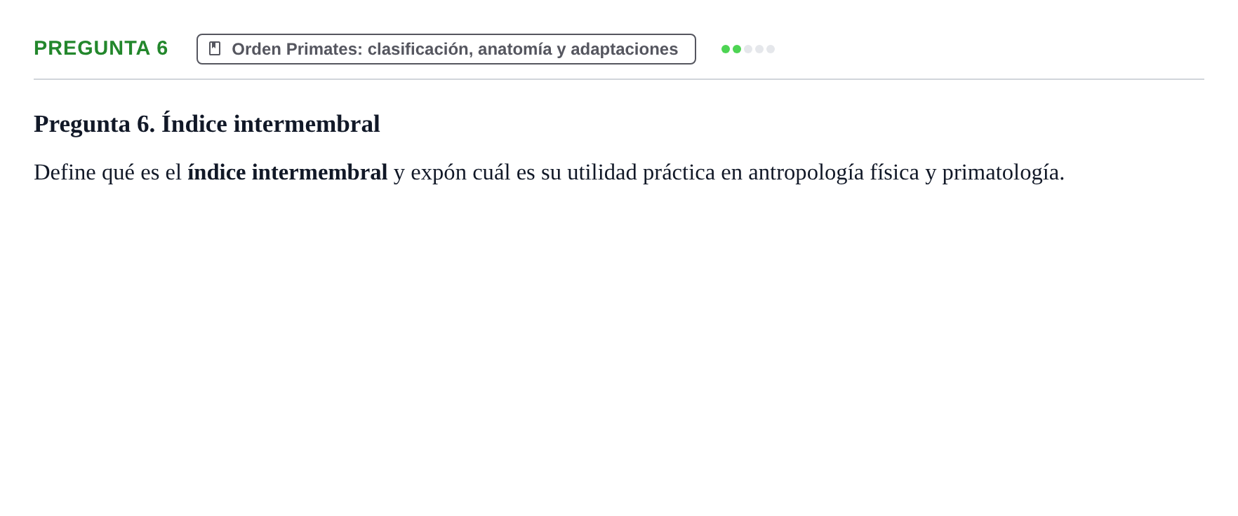 Enunciado: Pregunta 6 · Antropología Biológica UB 2015
