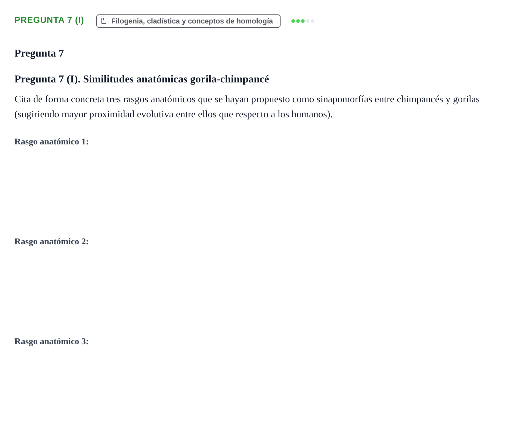 Enunciado: Pregunta 7 (I) · Antropología Biológica UB 2015