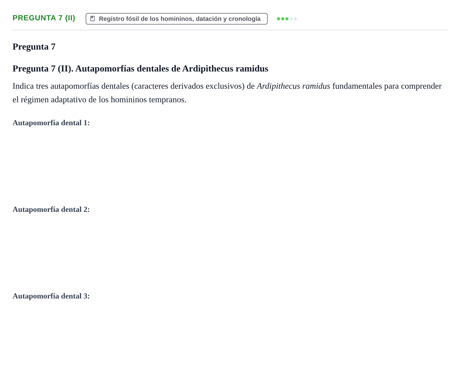 Enunciado: Pregunta 7 (II) · Antropología Biológica UB 2015