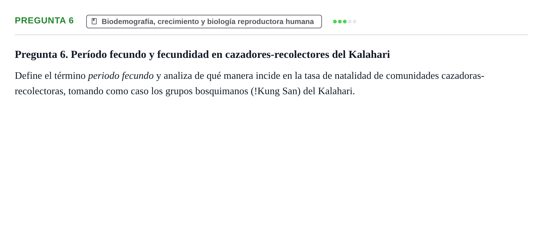 Enunciado: Pregunta 6 · Antropología Biológica UB Juny 2015