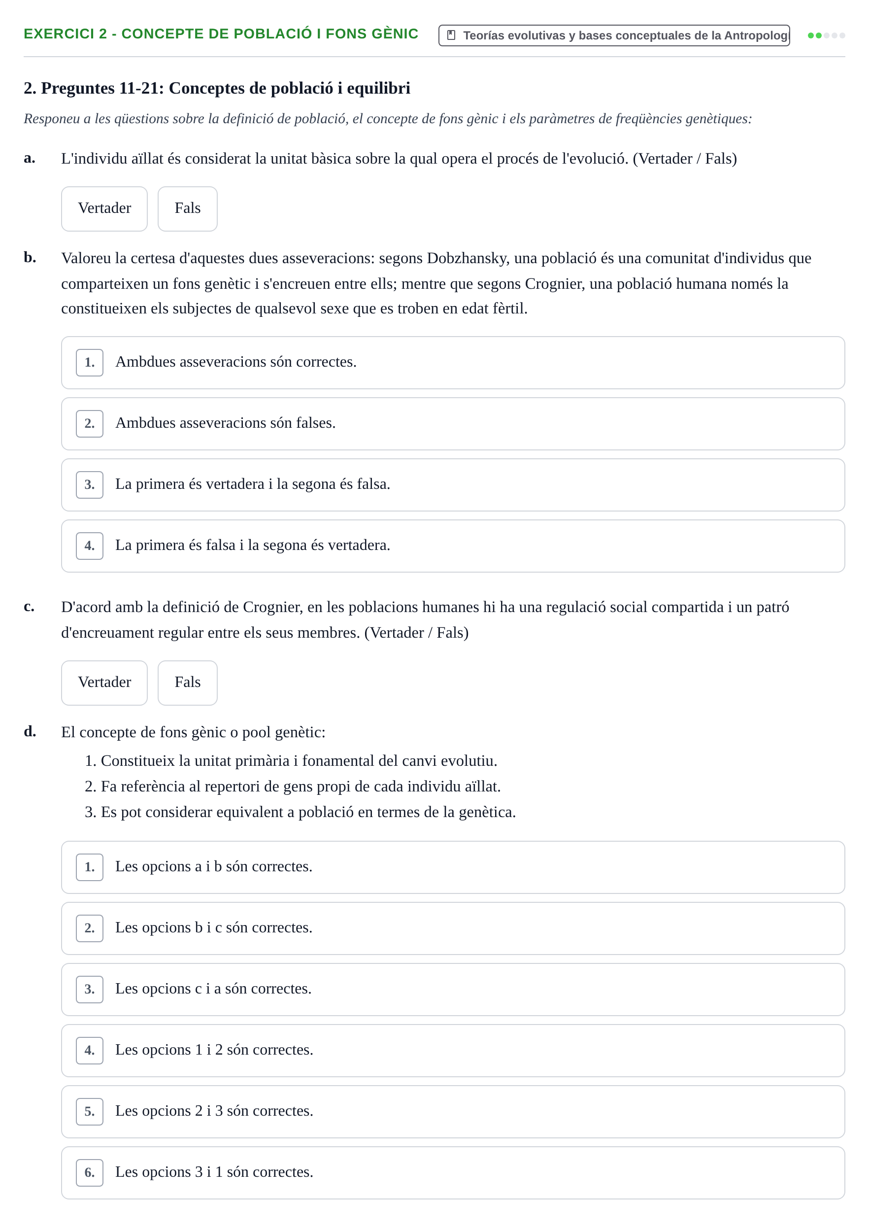 Enunciado: Ejercicio 2 - Concepte de població i fons gènic · Antropología Biológica UB Avaluació Bloc II: Genètica de Poblacions i Variabilitat Humana