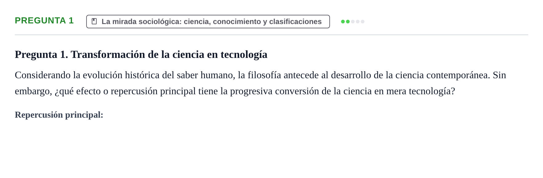 Enunciado: Pregunta 1 · Introducció a la Sociologia UB Examen Primer Parcial (Modelo A)