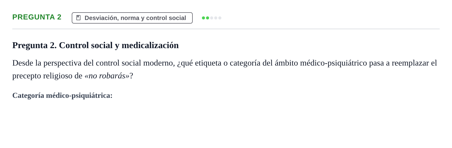 Enunciado: Pregunta 2 · Introducció a la Sociologia UB Examen Primer Parcial (Modelo A)