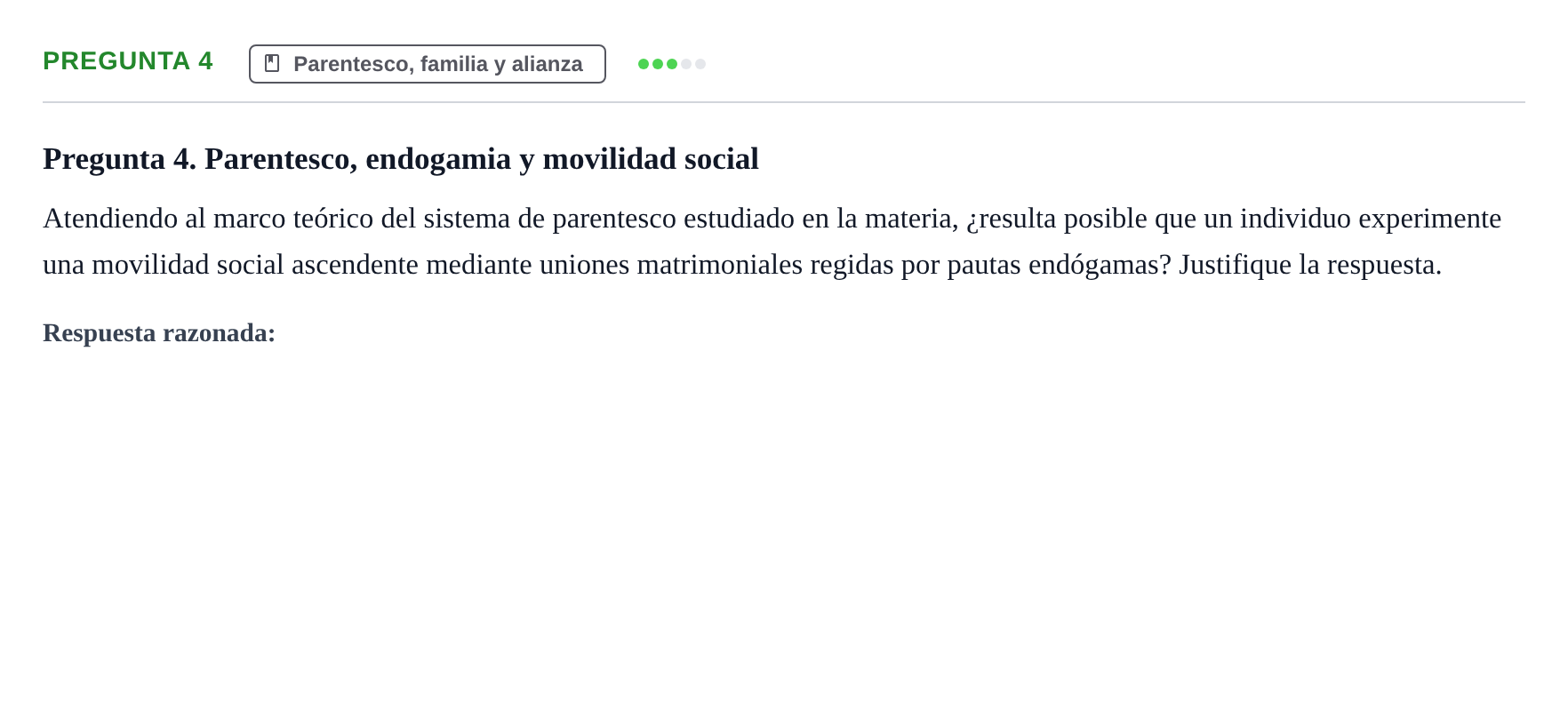 Enunciado: Pregunta 4 · Introducció a la Sociologia UB Examen Primer Parcial (Modelo A)
