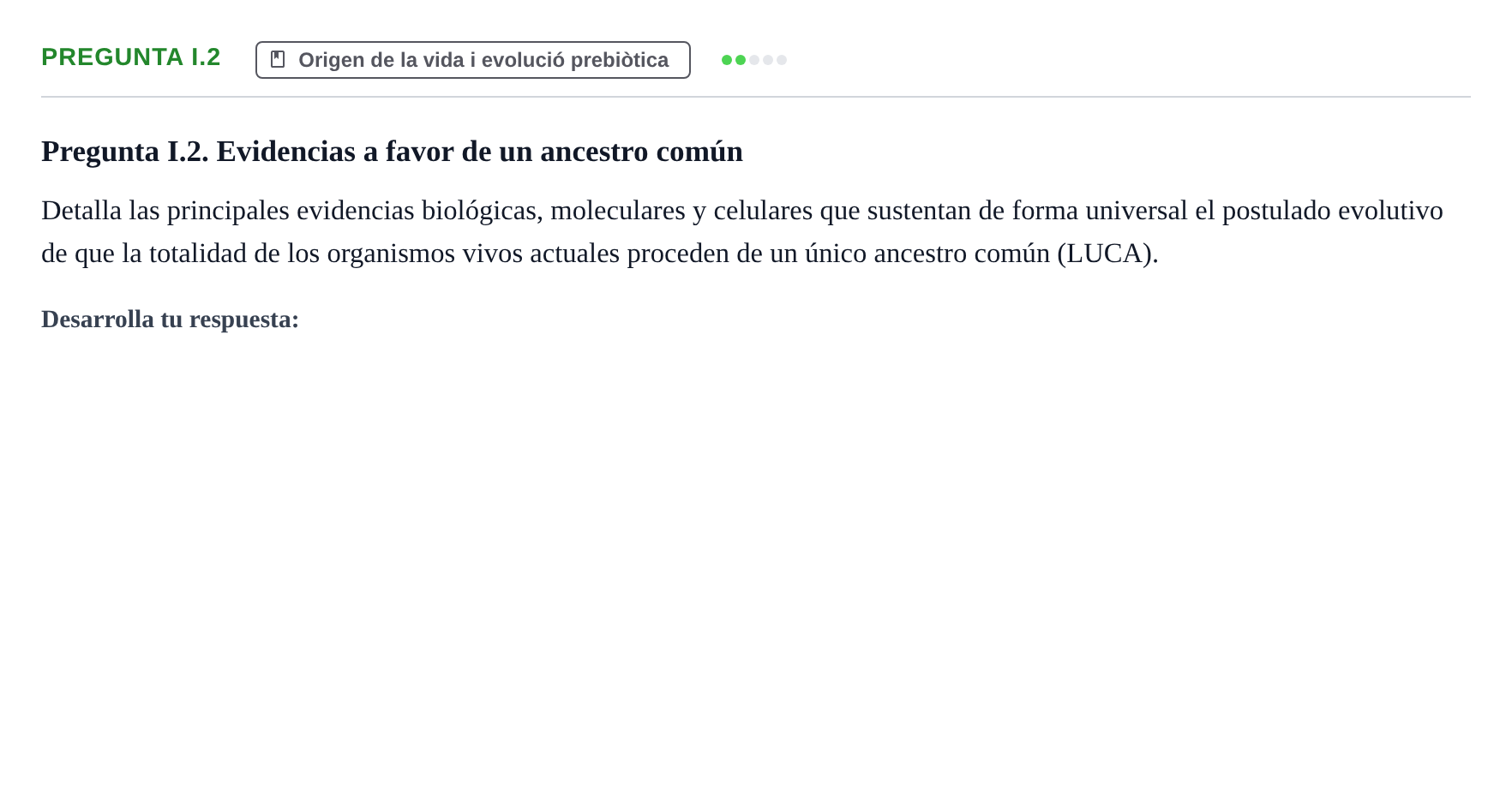 Enunciado: Pregunta I.2 · Biología I UB Examen Final de Biología