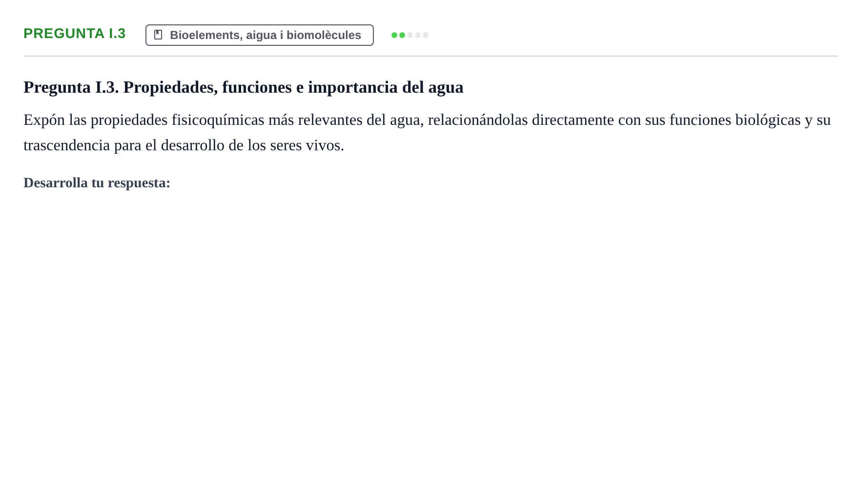 Enunciado: Pregunta I.3 · Biología I UB Examen Final de Biología