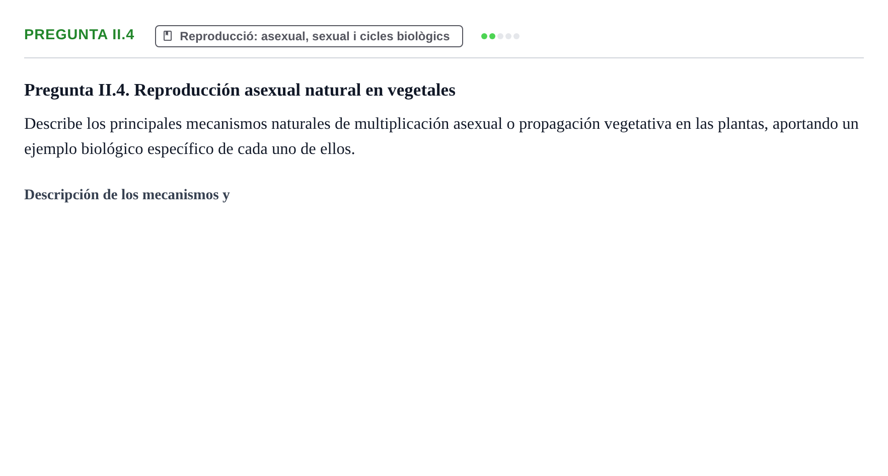 Enunciado: Pregunta II.4 · Biología I UB Examen Final de Biología