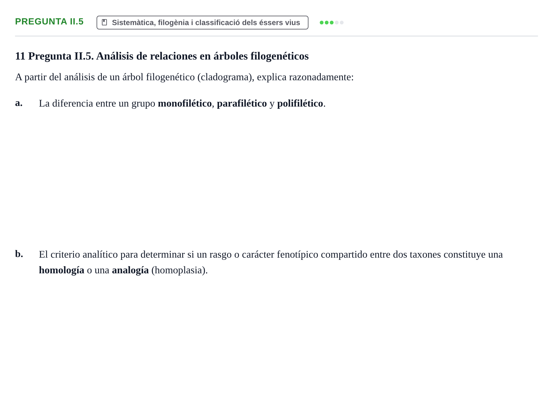 Enunciado: Pregunta II.5 · Biología I UB Examen Final de Biología