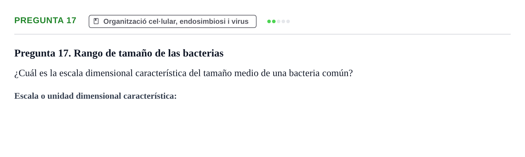 Enunciado: Pregunta 17 · Biología I UB Examen Primer Parcial. Biología