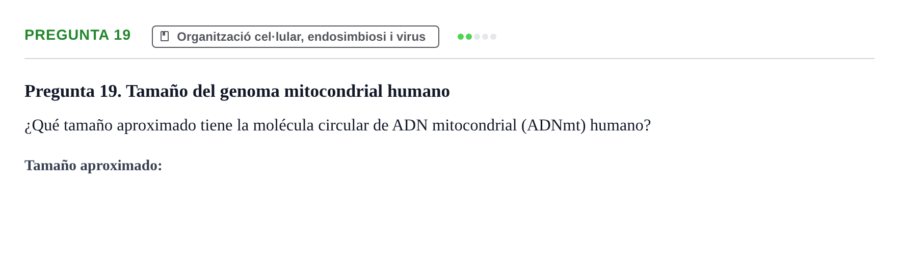 Enunciado: Pregunta 19 · Biología I UB Examen Primer Parcial. Biología