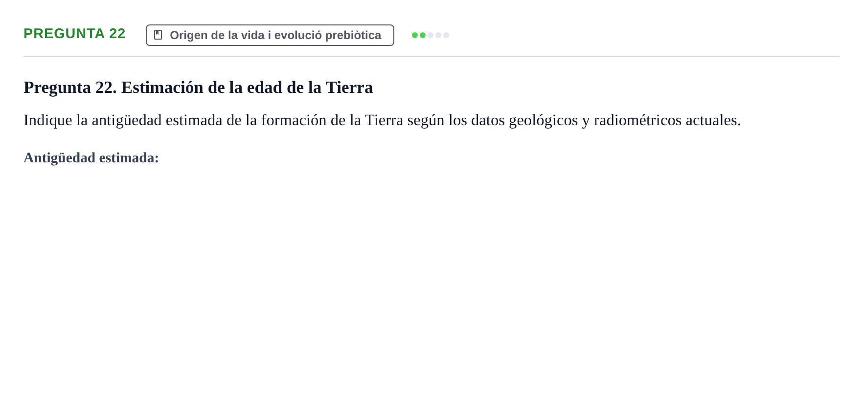 Enunciado: Pregunta 22 · Biología I UB Examen Primer Parcial. Biología