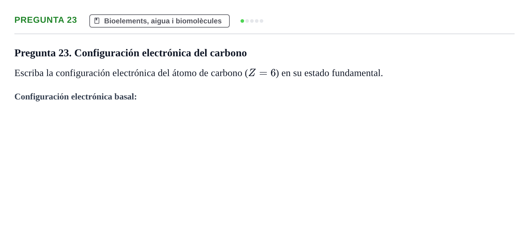 Enunciado: Pregunta 23 · Biología I UB Examen Primer Parcial. Biología