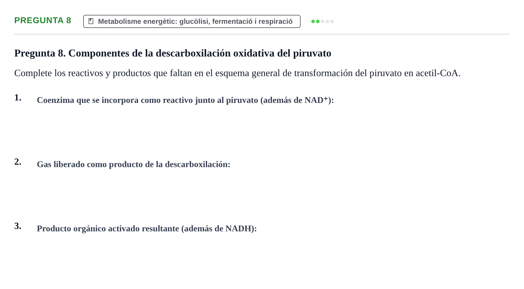 Enunciado: Pregunta 8 · Biología I UB Examen Primer Parcial. Biología