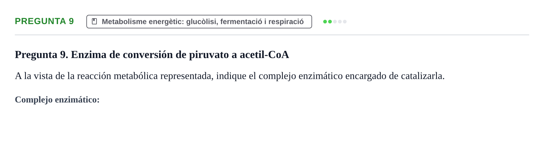 Enunciado: Pregunta 9 · Biología I UB Examen Primer Parcial. Biología
