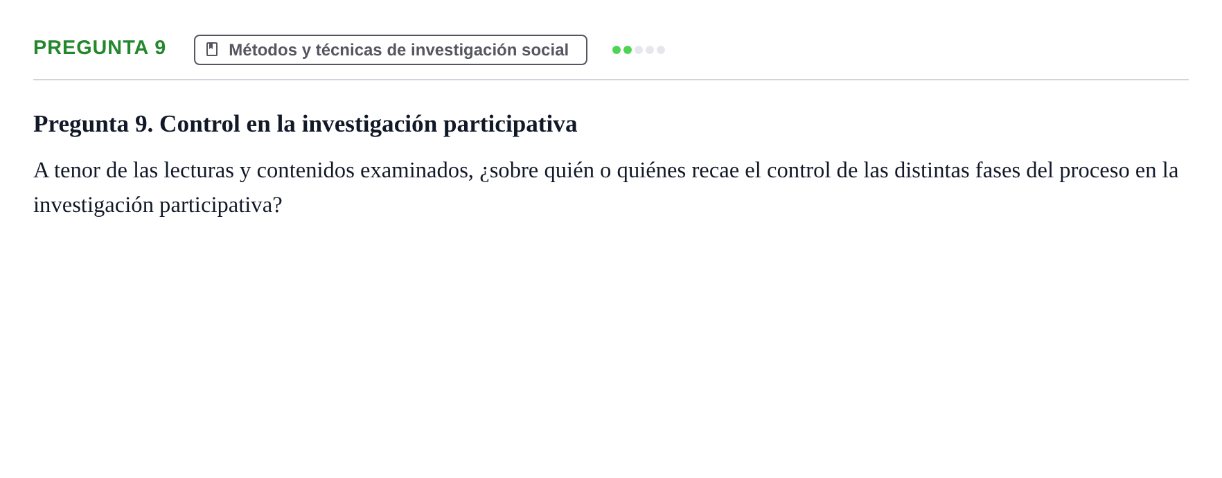 Enunciado: Pregunta 9 · Introducció a la Sociologia UB 2022