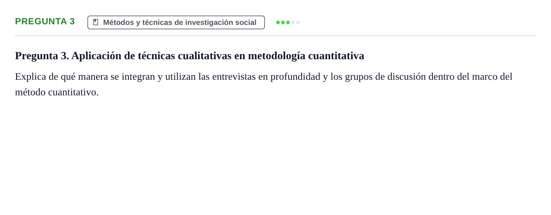 Enunciado: Pregunta 3 · Introducció a la Sociologia UB Examen Segundo Parcial: Sociología