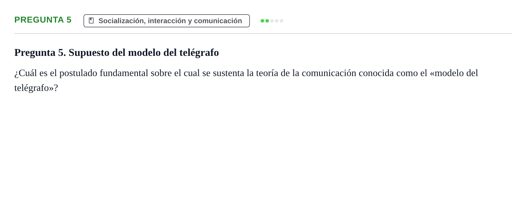 Enunciado: Pregunta 5 · Introducció a la Sociologia UB Examen Segundo Parcial: Sociología