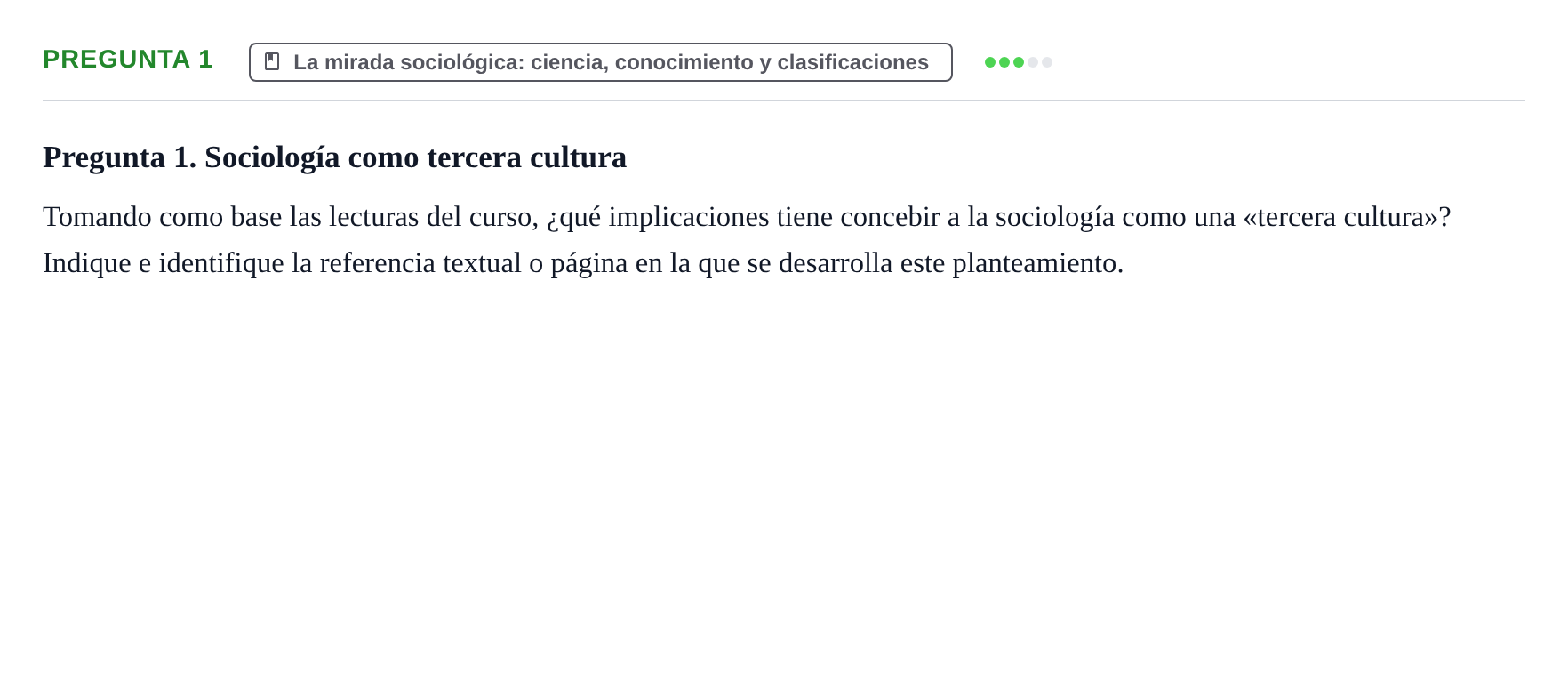 Enunciado: Pregunta 1 · Introducció a la Sociologia UB Prueba de Síntesis y Examen de Evaluación Única