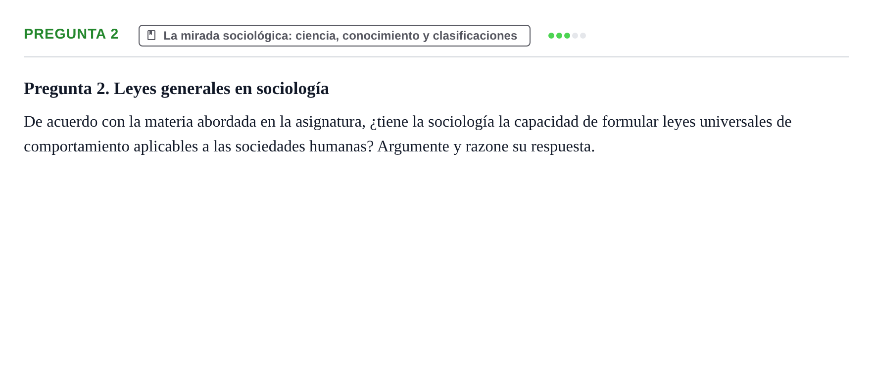 Enunciado: Pregunta 2 · Introducció a la Sociologia UB Prueba de Síntesis y Examen de Evaluación Única