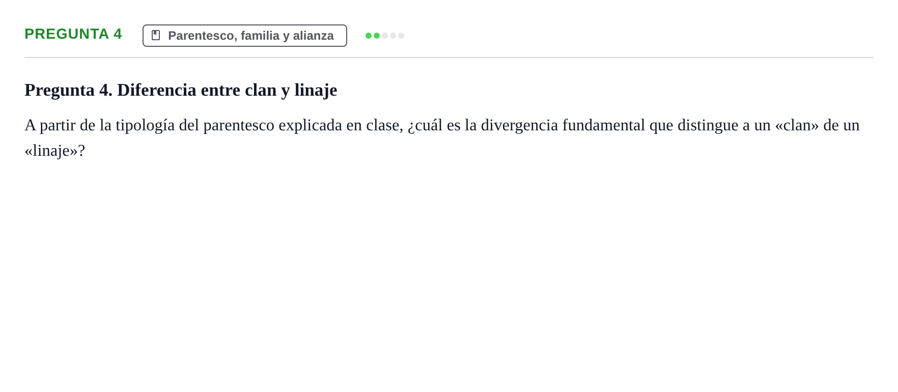 Enunciado: Pregunta 4 · Introducció a la Sociologia UB Prueba de Síntesis y Examen de Evaluación Única