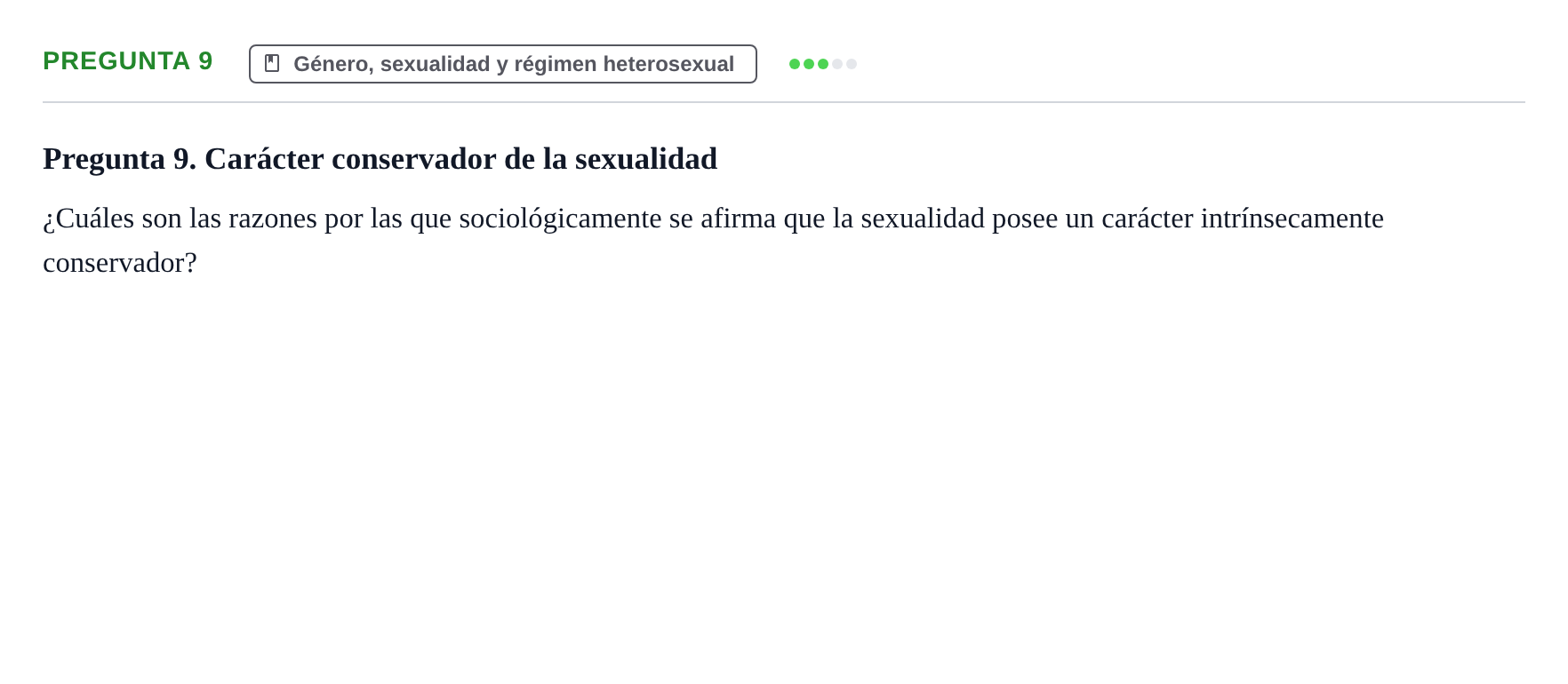 Enunciado: Pregunta 9 · Introducció a la Sociologia UB Prueba de Síntesis y Examen de Evaluación Única