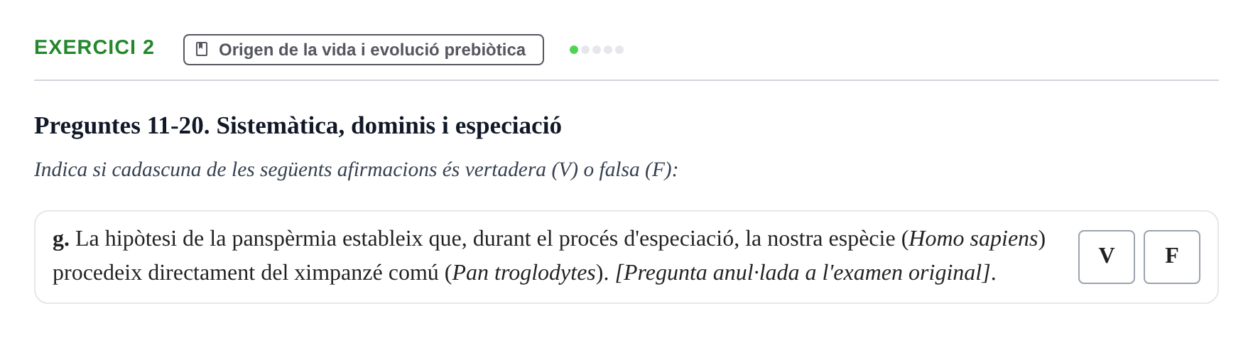 Enunciado: Ejercicio 2 - Origen de la vida i evolució prebiòtica · Biología I UB 2011