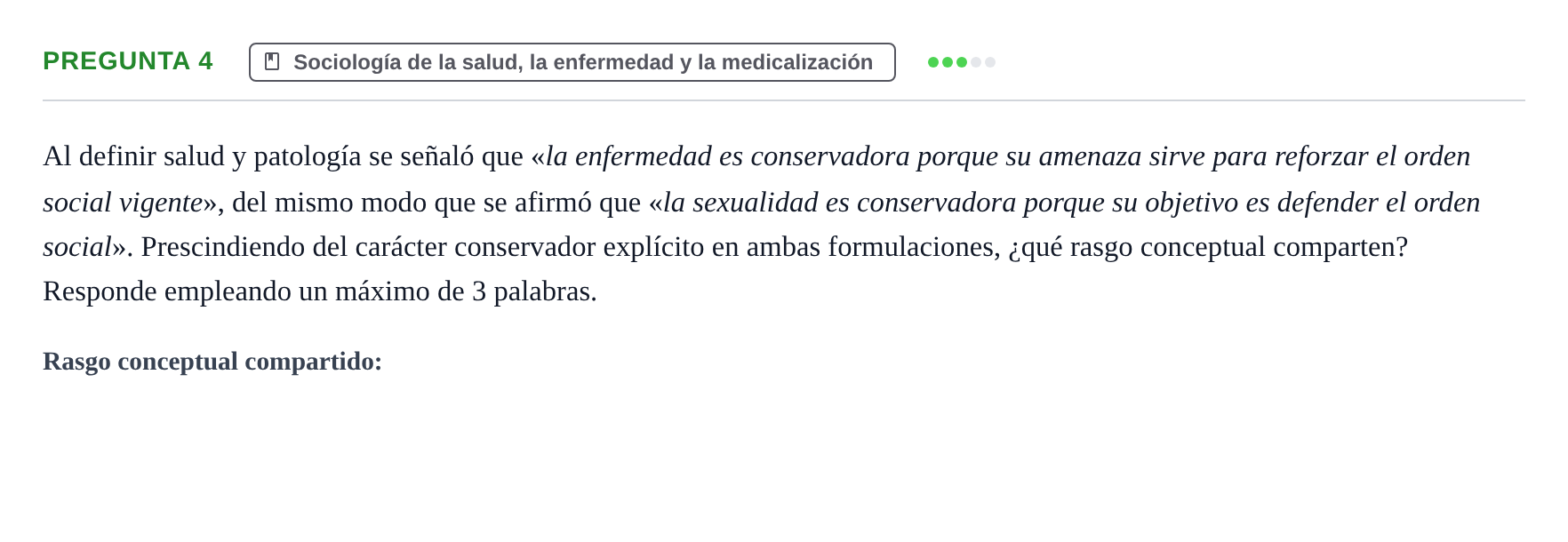 Enunciado: Pregunta 4 · Introducció a la Sociologia UB Examen Segundo Parcial de Evaluación Continua