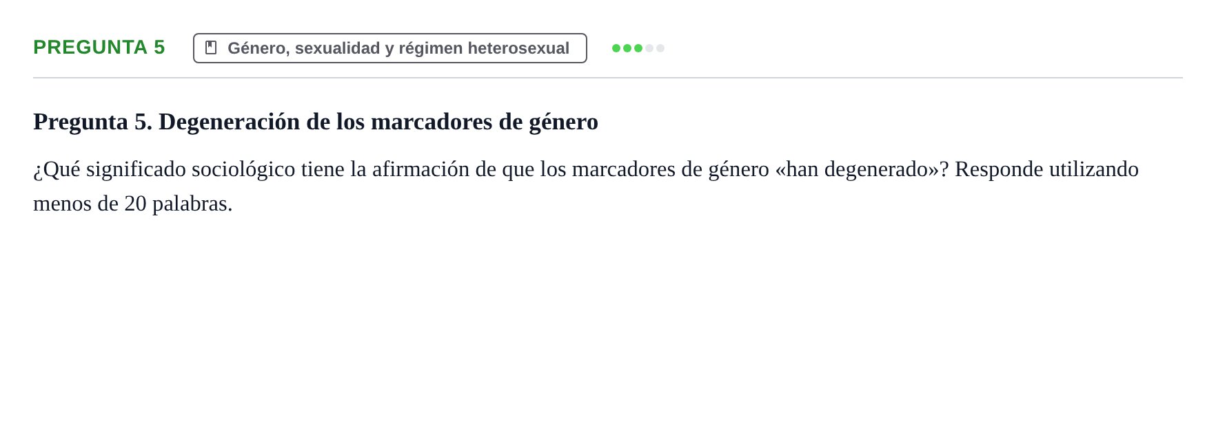 Enunciado: Pregunta 5 · Introducció a la Sociologia UB Examen Segundo Parcial de Evaluación Continua