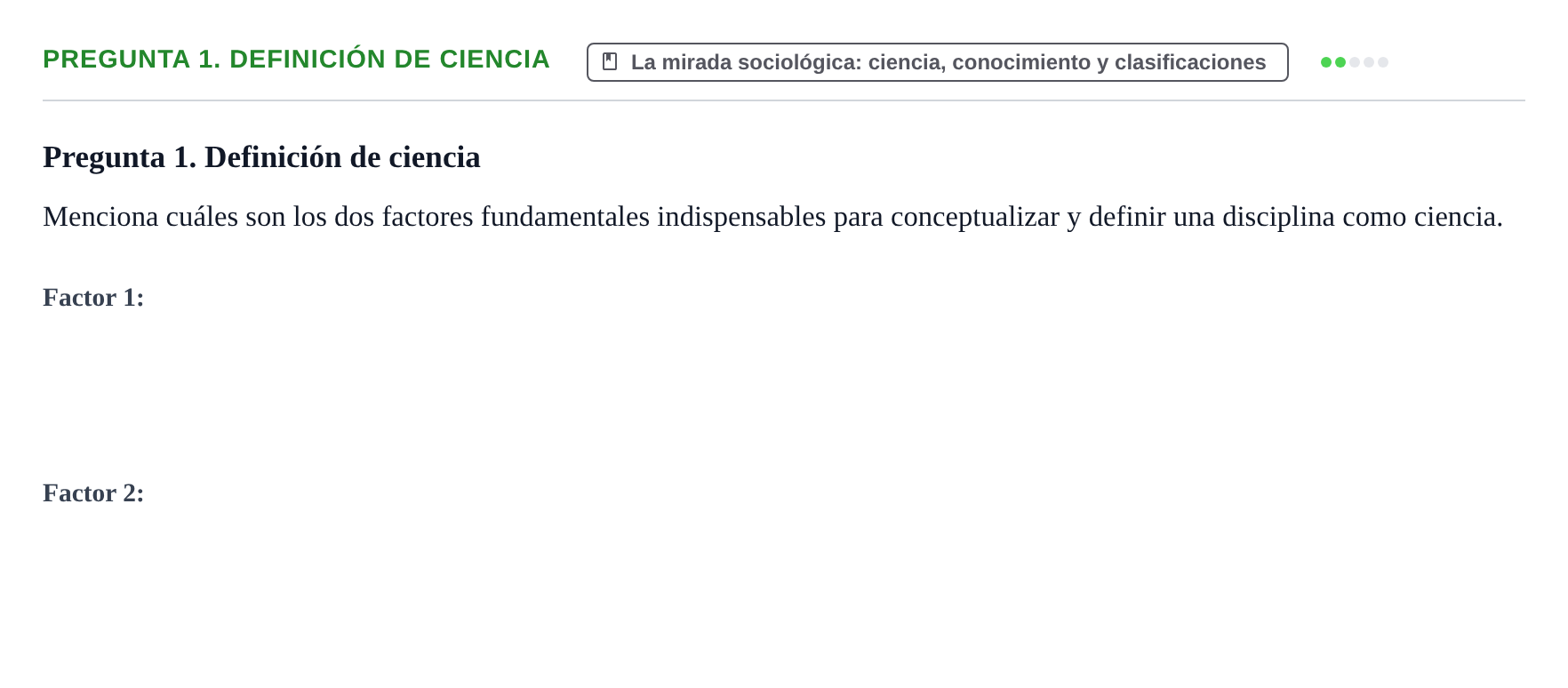 Enunciado: Pregunta 1. Definición de ciencia · Introducció a la Sociologia UB Examen Primer Parcial de Evaluación Continua