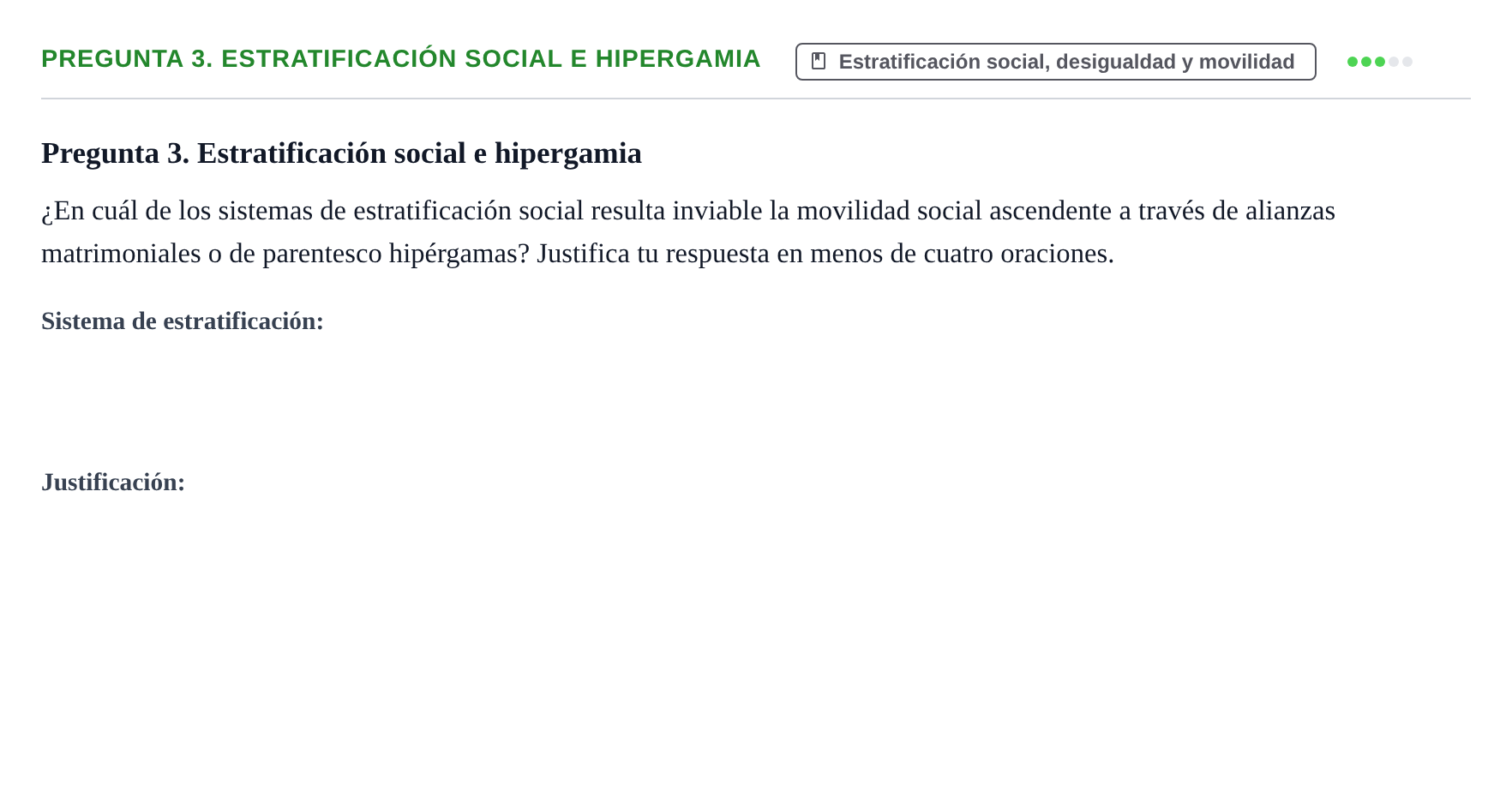 Enunciado: Pregunta 3. Estratificación social e hipergamia · Introducció a la Sociologia UB Examen Primer Parcial de Evaluación Continua
