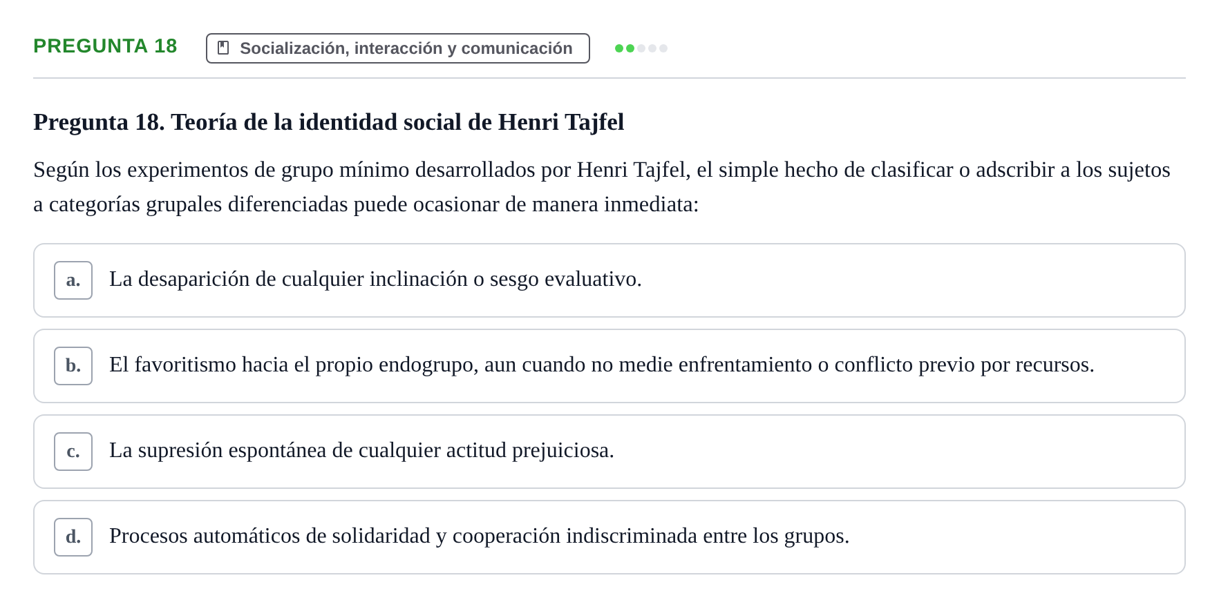 Enunciado: Pregunta 18