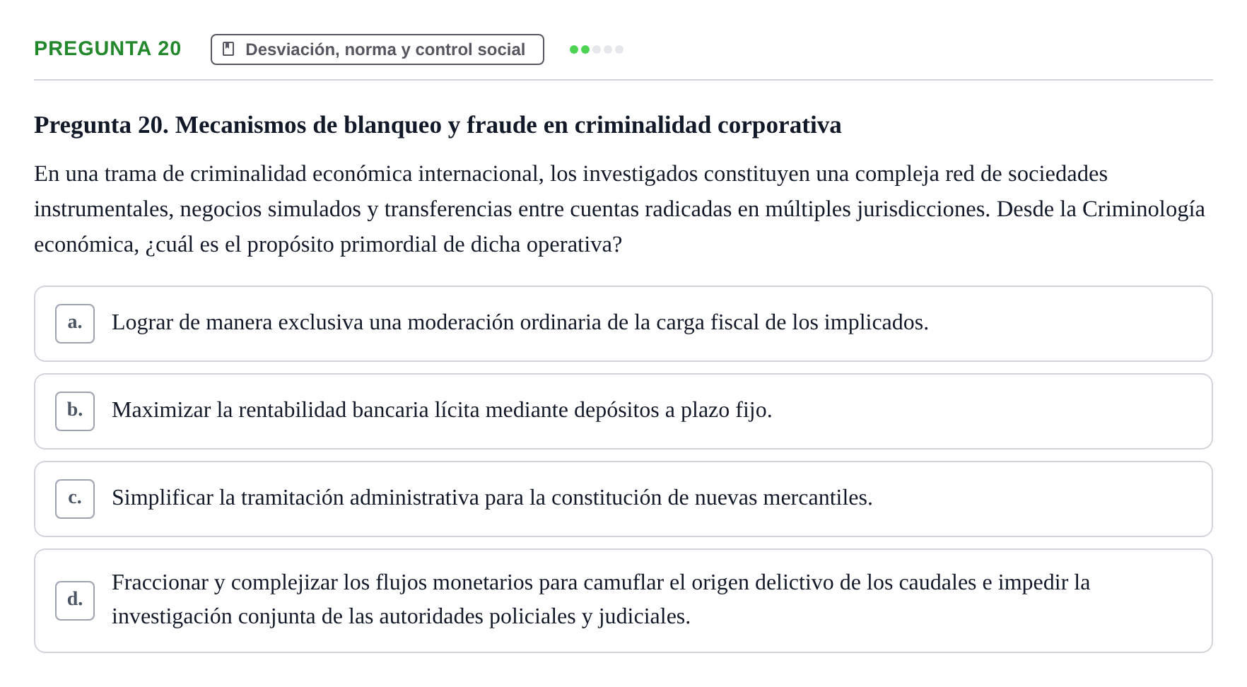 Enunciado: Pregunta 20