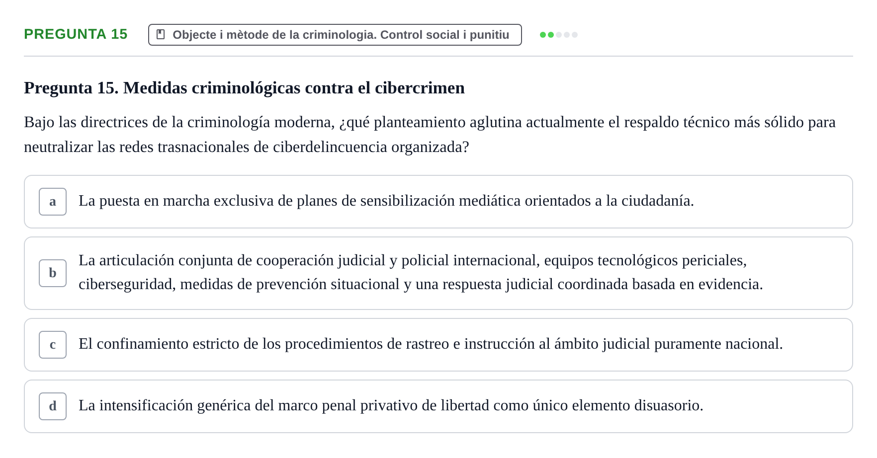 Enunciado: Pregunta 15