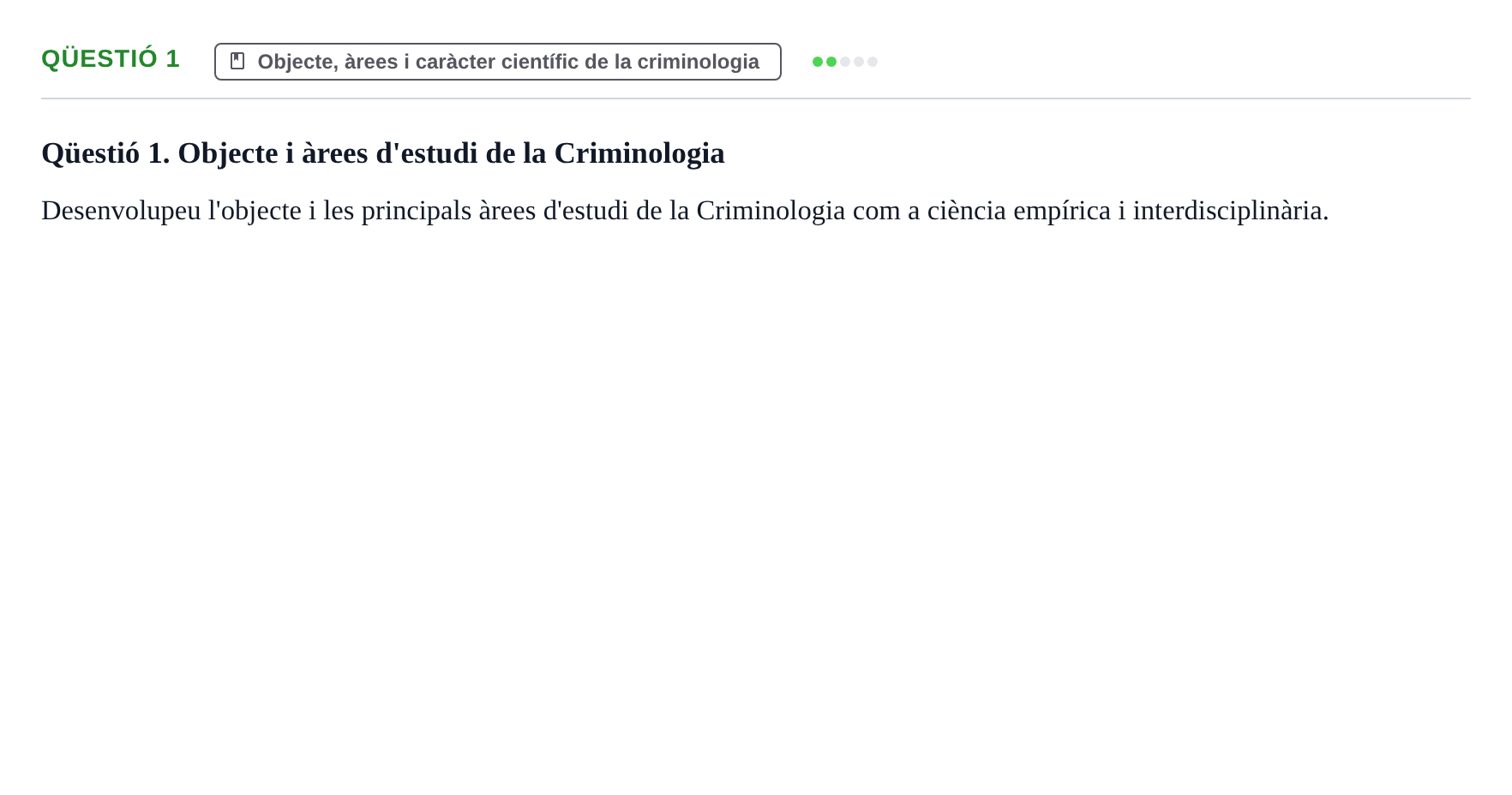 Enunciado: Ejercicio Qüestió 1 · Introducció a la Criminologia UB 2020