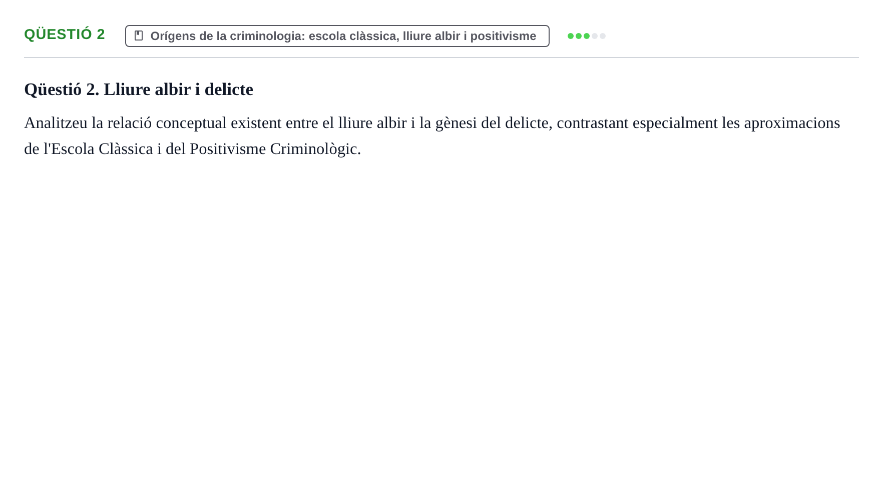 Enunciado: Ejercicio Qüestió 2 · Introducció a la Criminologia UB 2020