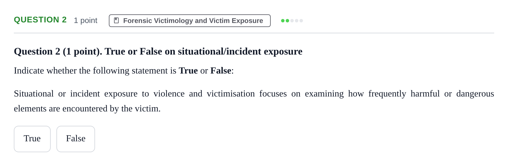 Enunciado: Question 2 · Angles Criminologic UB Mini Test: Forensic Victimology