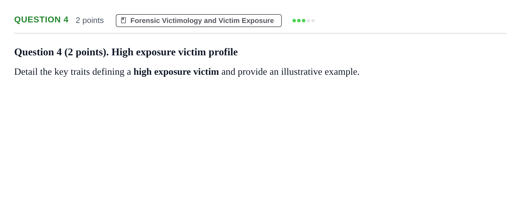 Enunciado: Question 4 · Angles Criminologic UB Mini Test: Forensic Victimology