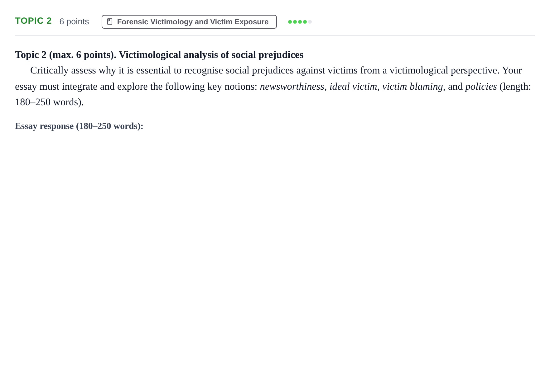 Enunciado: Ejercicio Topic 2 · Angles Criminologic UB Mini Essay Test: Forensic Victimology
