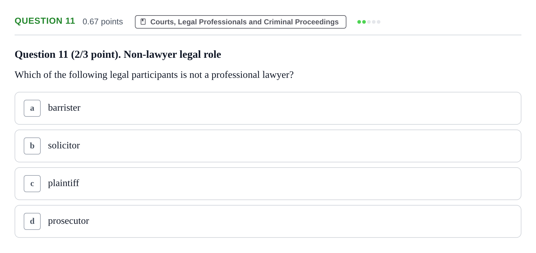 Enunciado: Question 11 · Angles Criminologic UB 2021